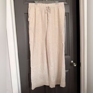 a new day Cream Striped Wide Leg Linen Pants